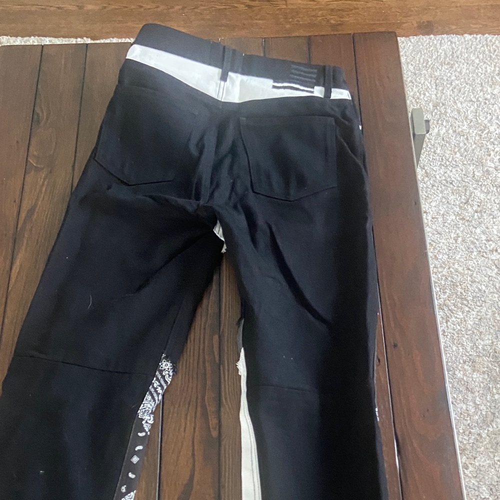 Revice Denim Bandana Patch Black & White Relaxed Fit Pants Women's Size-26 - Picture 9 of 12